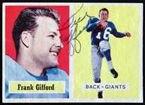 1957 Frank Gifford New York Giants Signed Topps Trading Card (JSA)