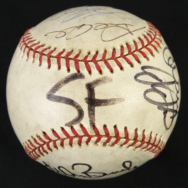 1998 San Francisco Giants Multi Signed ONL Coleman Batting Practice Baseball w/ 9 Signatures Including Rich Aurilia, Charlie Hayes & More (MEARS LOA/JSA)