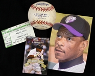 2003 Rickey Henderson Newark Bears Signed OAL Klein Game Used Baseball (MEARS LOA/JSA) 