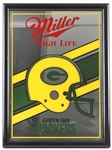 1980s-1990s Green Bay Packers Miller High Life 14 1/2"x 19 1/2" Framed Mirror 