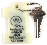 1982 Green Bay Packers Key Chain Schedule Compliments of Rails Inn