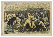 1870s-1880s Antique Harper's Hand-Tinted Baseball and Football Lithographs (Lot of 3)