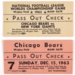 1963 Chicago Bears NFL Championship Game Pass Out Check Tickets 
