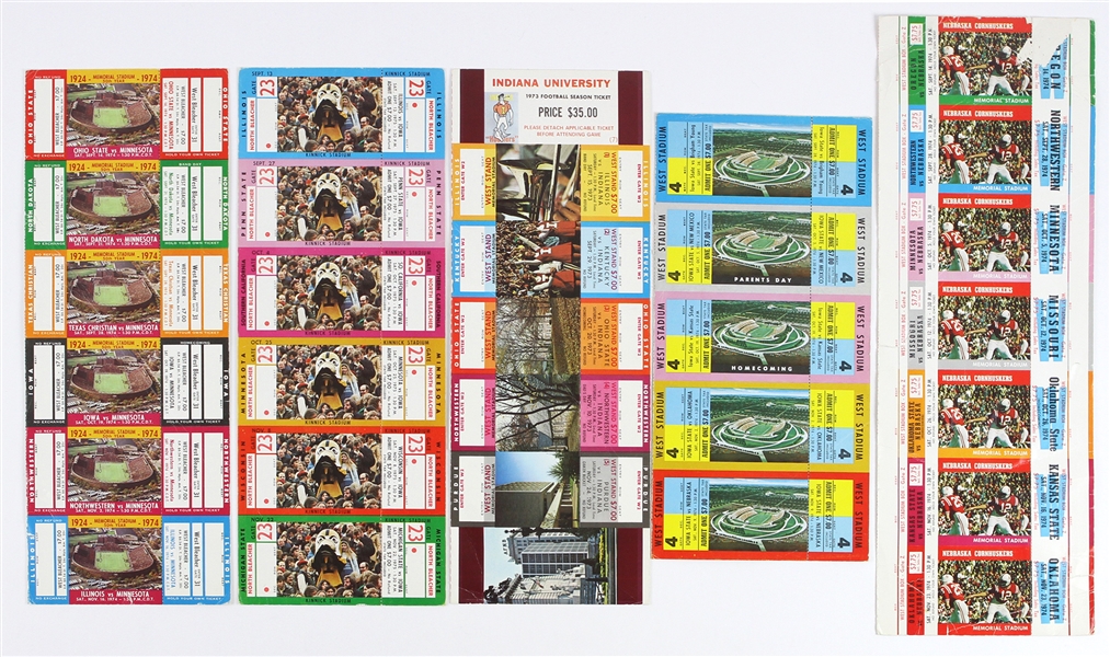 1973-1975 College Football Uncut Tickets (Lot of 5)