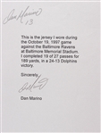 1997 (October 19) Dan Marino Miami Dolphins Signed Game Worn Road Jersey (MEARS A10/JSA/Marino Letter)