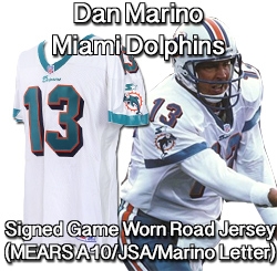1997 (October 19) Dan Marino Miami Dolphins Signed Game Worn Road Jersey (MEARS A10/JSA/Marino Letter)