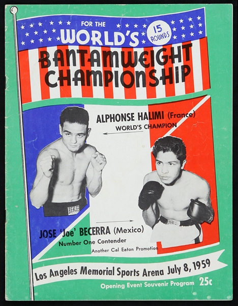 1959 Alphonse Halimi vs Jose "Joe" Becerra World Bantamweight Championship Program 