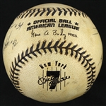 1996 (August 25th) New York Yankees Mickey Mantle Day Commemorative Game Used OBAL Baseball (MEARS LOA/JSA) Signed By Umpire Crew