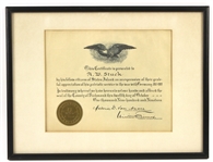 1917-1919 WWI 13x 17 Framed Service Flag & Certificate of Appreciation for Patriotic Service, and Apron 