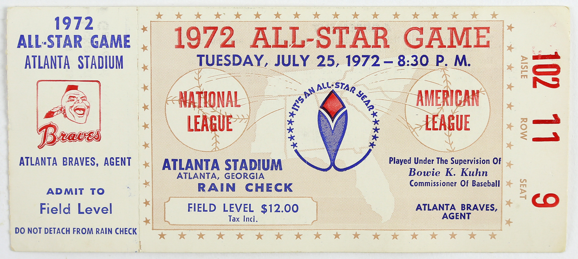 Lot Detail 1972 AllStar Game Atlanta Braves Full Ticket