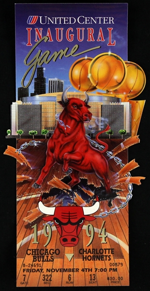 1994 Chicago Bulls vs Charlotte Hornets United Center Inaugural Game Ticket 