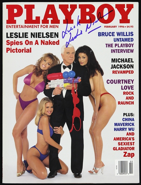 1996 Leslie Nielsen "The Naked Gun" Signed Playboy Magazine (JSA)