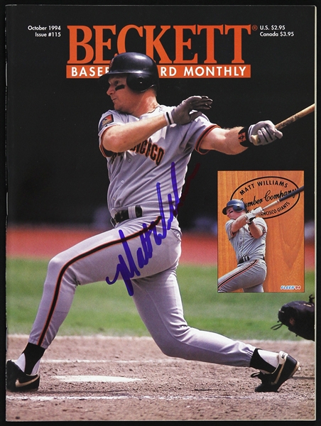 1994 Matt Williams San Francisco Giants Signed Beckett Baseball Monthly (JSA)