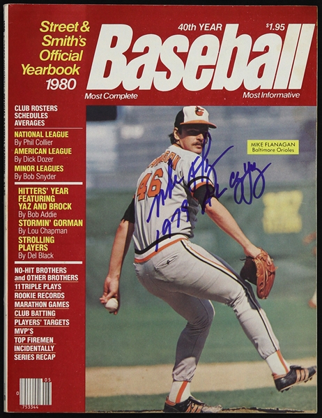 1980 Mike Flanagan Baltimore Orioles Signed Street & Smiths Official Baseball Yearbook (JSA)