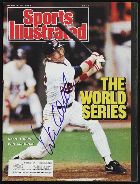 1987 Dan Gladden Minnesota Twins Signed Sports Illustrated (JSA)