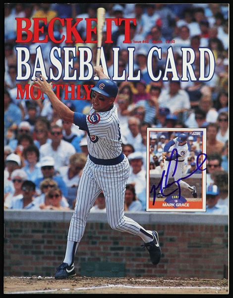 1989 Mark Grace Chicago Cubs Signed Beckett Baseball Card Monthly (JSA)