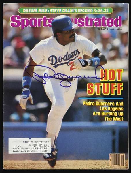 1985 Pedro Guerrero Los Angeles Dodgers Signed Sports Illustrated (JSA)