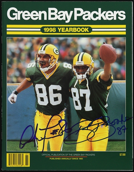 1998 Robert Brooks & Antonio Freeman Green Bay Packers Signed Packers Yearbook (JSA) 
