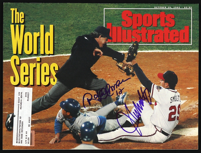 1992 John Smoltz Atlanta Braves & Roberto Alomar Toronto Blue Jays Signed Sports Illustrated (JSA)