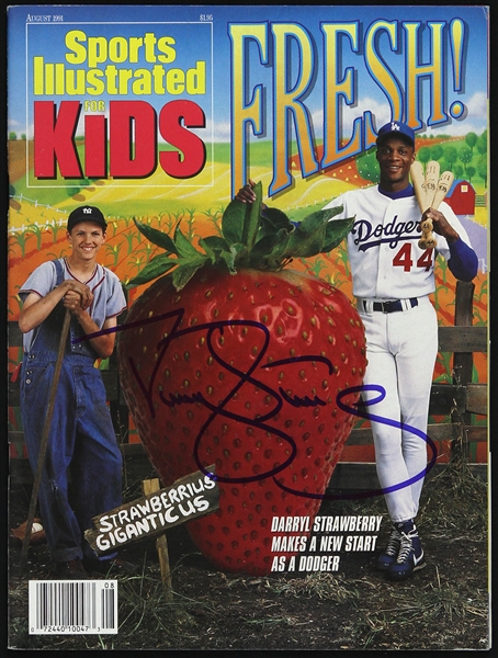 1991 Darryl Strawberry Los Angeles Dodgers Signed Sports Illustrated for Kids (JSA)