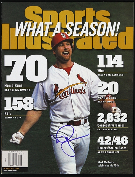 1998 Mark McGwire St. Louis Cardinals Signed Sports Illustrated (JSA)