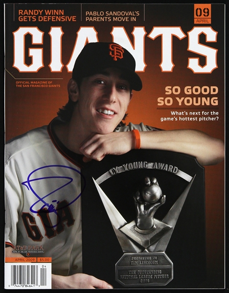 2009 Tim Lincecum San Francisco Giants Signed Official Giants Magazine (JSA)
