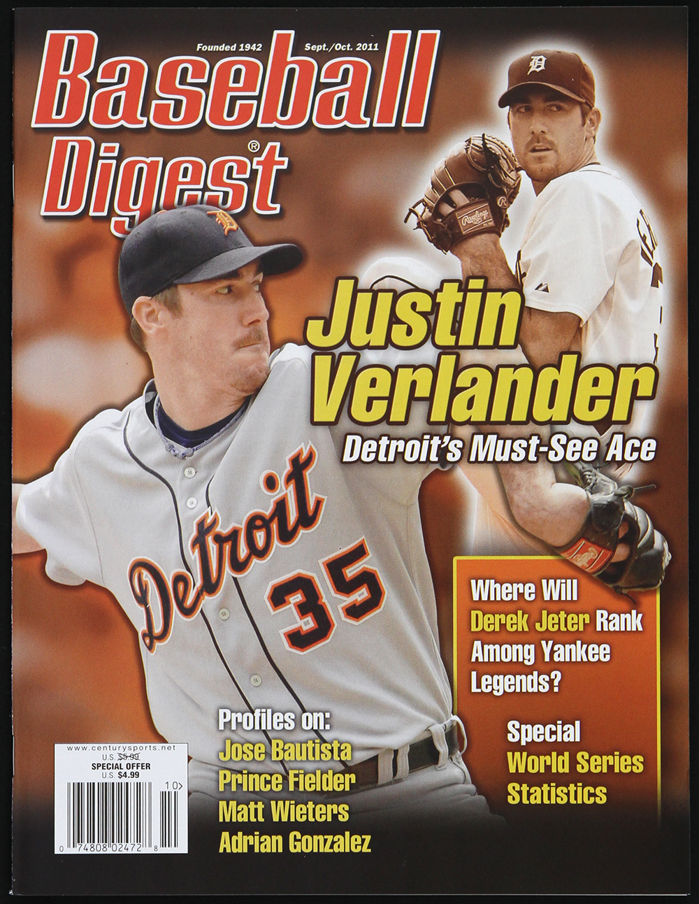 Lot Detail Justin Verlander Detroit Tigers Baseball Digest