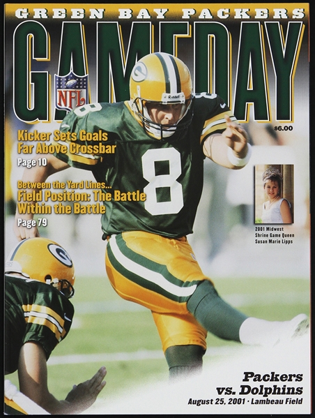 2001 Green Bay Packers vs Miami Dolphins Game Day Program 