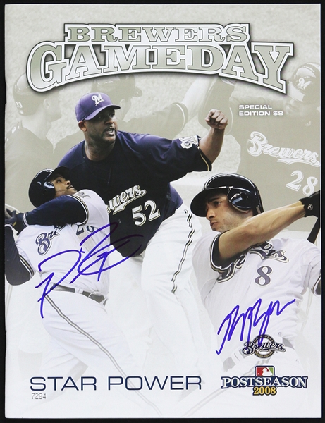 2008 Ryan Braun & Prince Fielder Milwaukee Brewers Signed Brewers Game Day Program (JSA)