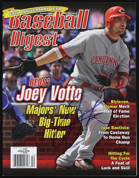 2010 Joey Votto Cincinnati Reds Signed Baseball Digest (JSA)