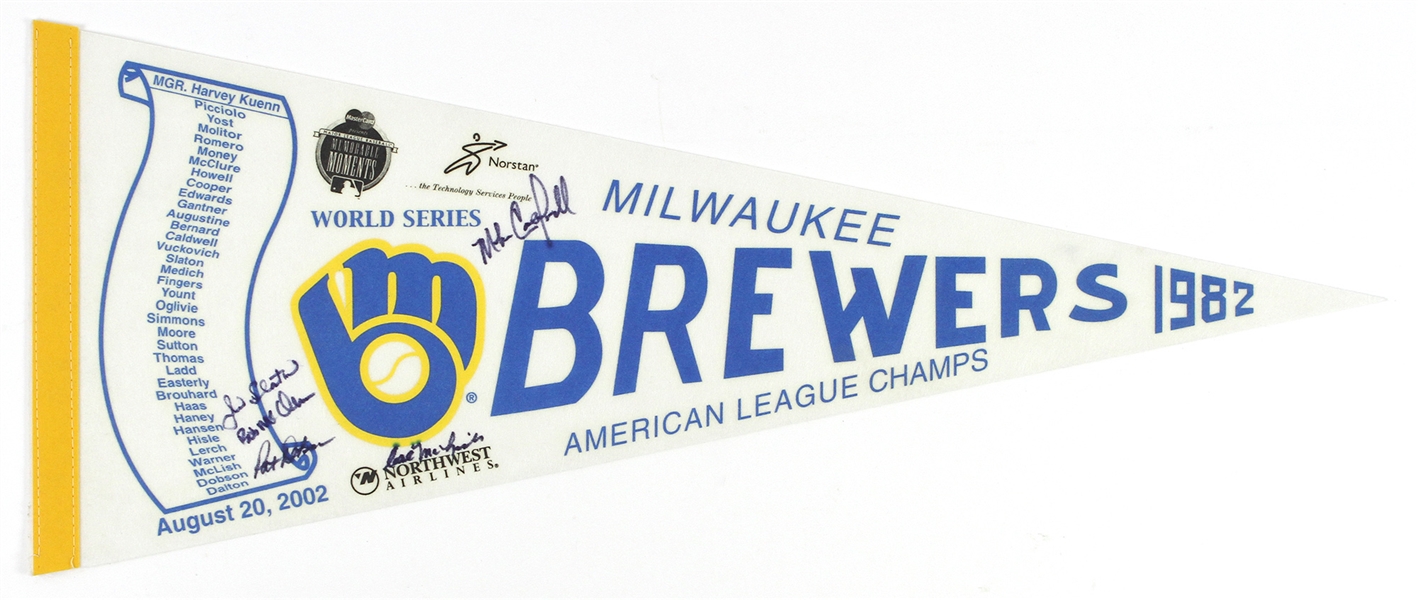 2002 Milwaukee Brewers "1982 American League Champs" Signed 30" Pennants (Lot of 4)(JSA)