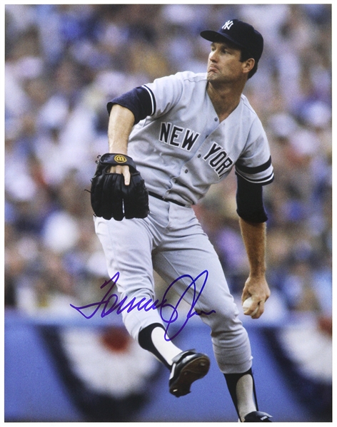 1986-1989 Tommy John New York Yankees Signed 11"x 14" Photo (JSA)