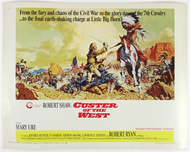 1967 Robert Shaw "Custer of the West" 22"x 28" Film Poster 