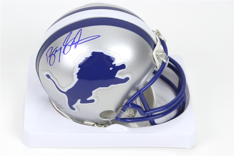 2000s Barry Sanders Detroit Lions Signed Mini Helmet (JSA/Steiner)