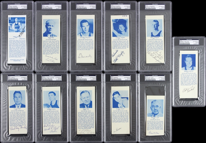 1920s-1940s College Basketball Signed Cuts w/ Edward Macauley, Paul Hinkle, and more (Lot of 11)(PSA/DNA Slabbed)