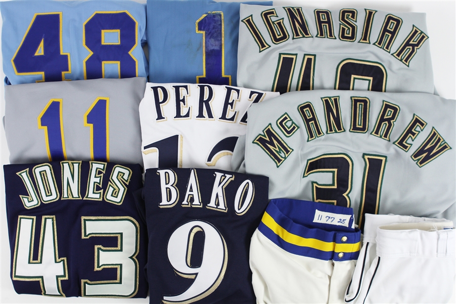 1980 -2000s Brewer Baseball Jerseys and Pants Lot of 10 (MEARS LOA)