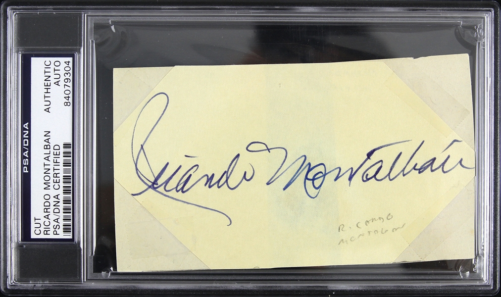 1940s-2000s Ricardo Montalban Fantasy Island Signed 3"x 5" Cut (PSA/DNA Slabbed)