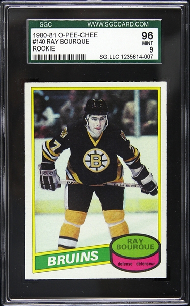 1980-1981 Ray Bourque Boston Bruins O-Pee-Chee Trading SGC96 Card (SGC Slabbed)