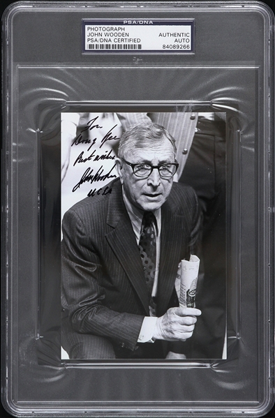 1948-1975 John Wooden UCLA Bruins Autographed 5”x7” Photo (PSA/DNA Slabbed)