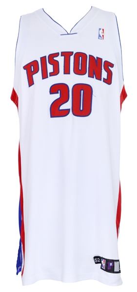 2004-07 Carlos Delfino Detroit Pistons Home Jersey (MEARS LOA)