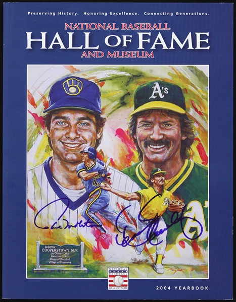 2004 Paul Molitor Milwaukee Brewers and Dennis Eckersley Oakland Athletics Autographed Hall of Fame Yearbook (JSA)