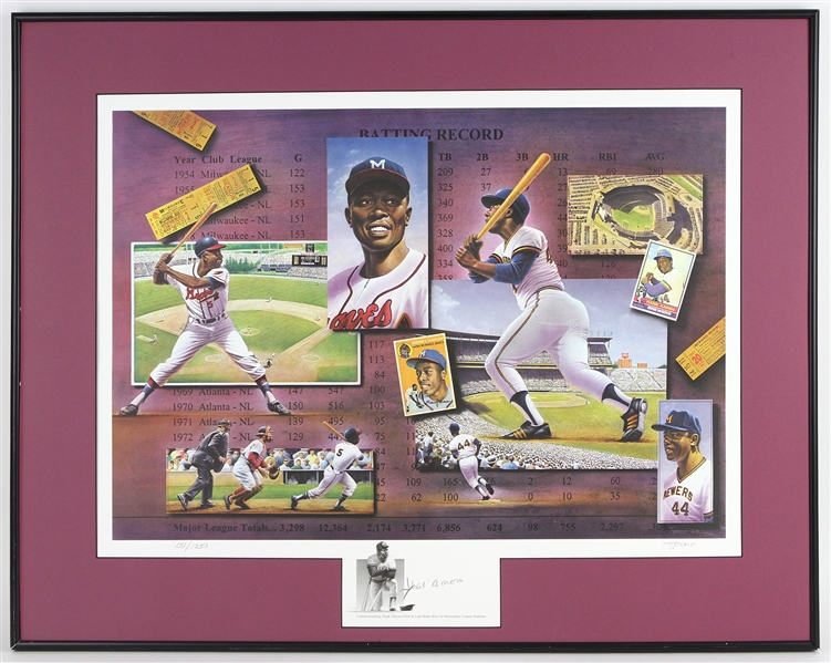 1993 Hank Aaron Milwaukee Braves Signed 25"x 31" Limited Edition Framed Commemorative Lithograph (JSA)