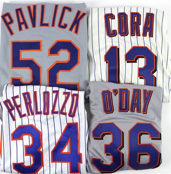 1987-2010 New York Mets Game Worn Jersey Collection - Lot of 4 w/ Sam Perlozzo, Greg Pavlick, Darren ODay & Alex Cora (MEARS LOA)
