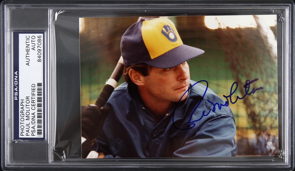 1978-1992 Paul Molitor Milwaukee Brewers Autographed 4x6 Photo (PSA/DNA Slabbed)