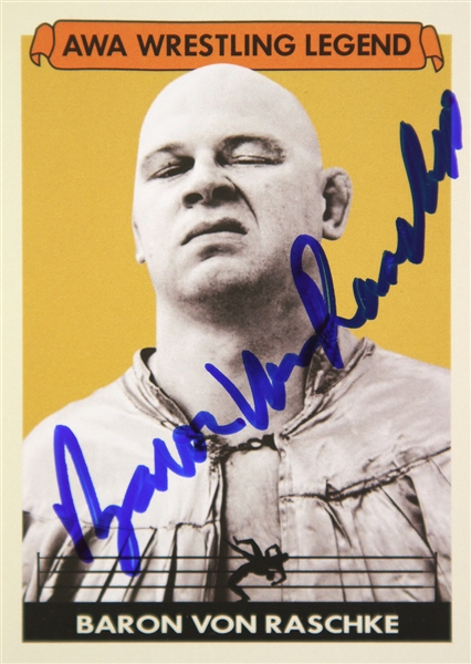 Baron Von Raschke AWA Wrestling Legend (yellow background) Signed LE Trading Card (JSA)