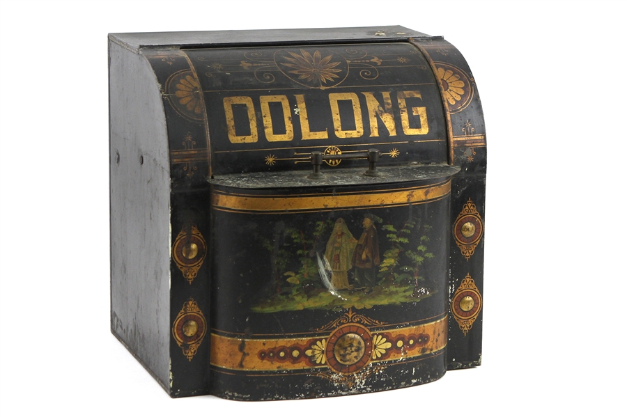 1900s-10s Oolong Painted Tin Tea Box