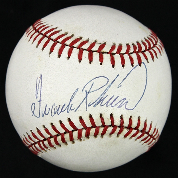1985-89 Frank Robinson Baltimore Orioles Signed OAL Brown Baseball (JSA)