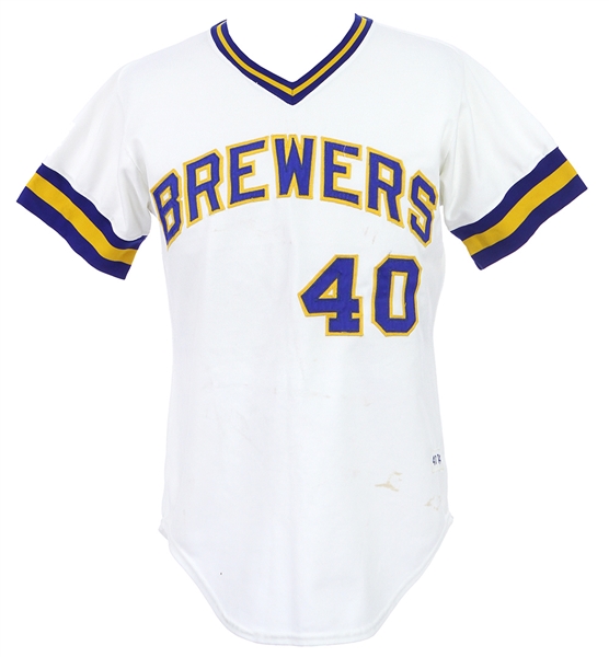 1974 Jerry Bell Milwaukee Brewers Game Worn Home Jersey (MEARS A9.5)