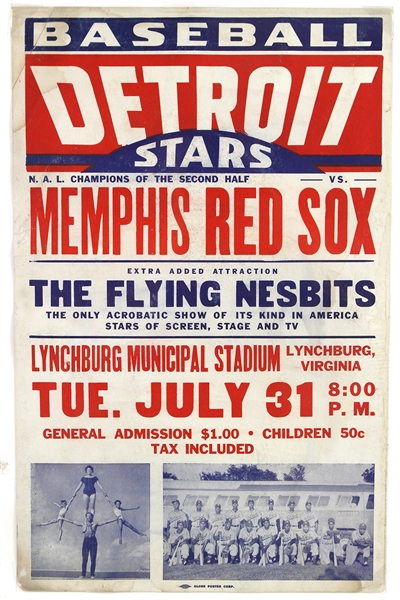 1930s-1940s Detroit Stars vs Memphis Red Sox 14"x 22" Poster 