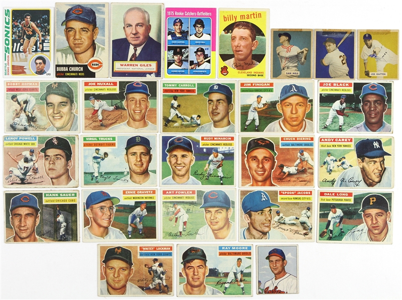 1940s-1970s Topps and Bowman Trading Cards Including Bob Lemon, Billy Martin and more (Lot of 26)